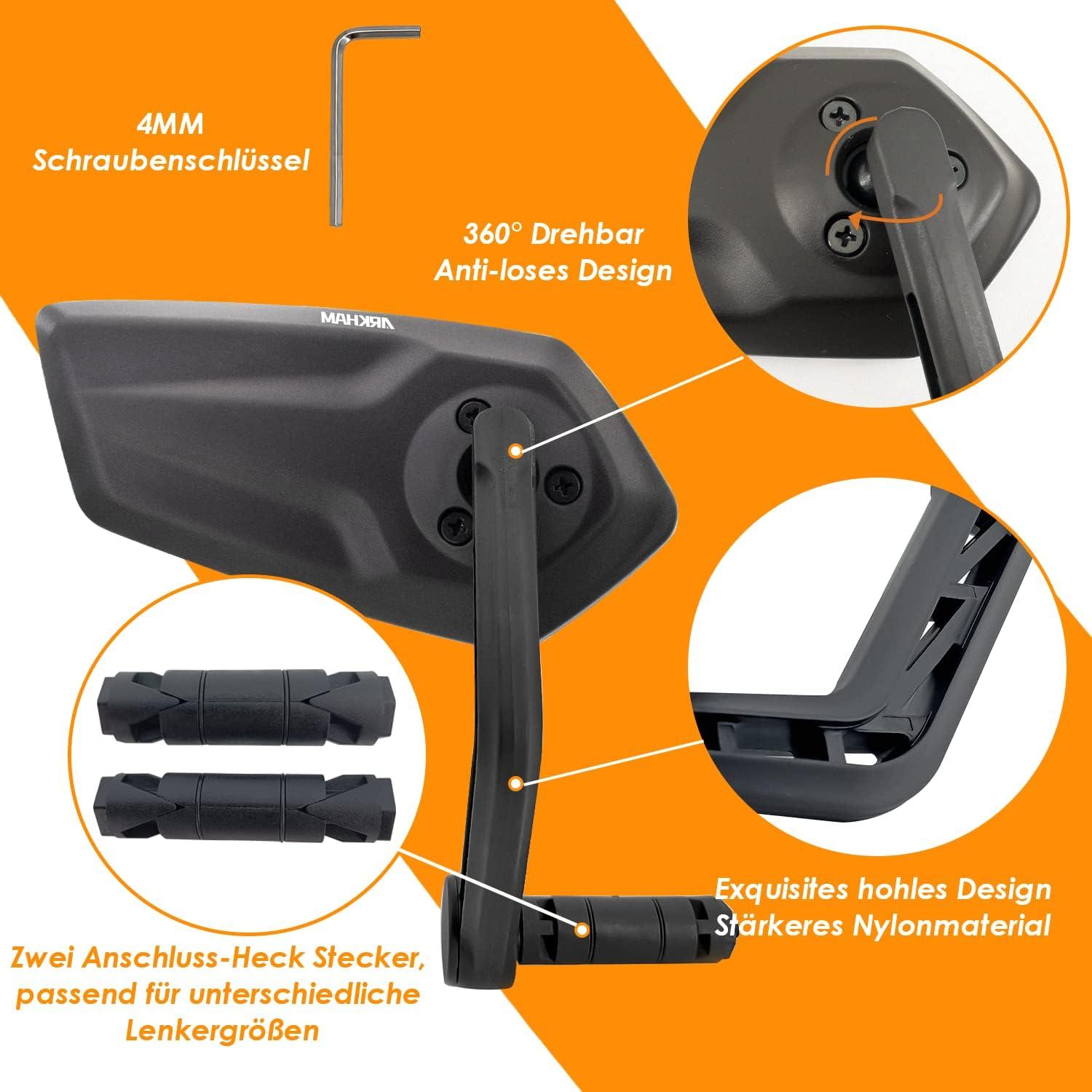 Fahrradspiegel HD Glas Rückspiegel 360° drehbar rechter Lenker 15–20mm