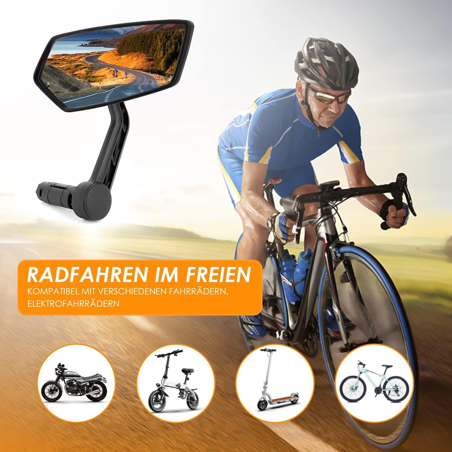 Arkham Fahrradspiegel HD Glas Rückspiegel für Lenker 360° drehbar, 15–20 mm, Universal E-Bike (Rechts 1