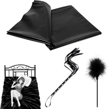 Latex Bettlaken BDSM Set Peitsche Federkitzler Sexspielzeug