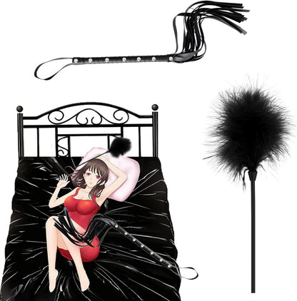 Latex Laken Bettlaken Peitsche Federkitzler Erotik BDSM Sexspielzeug