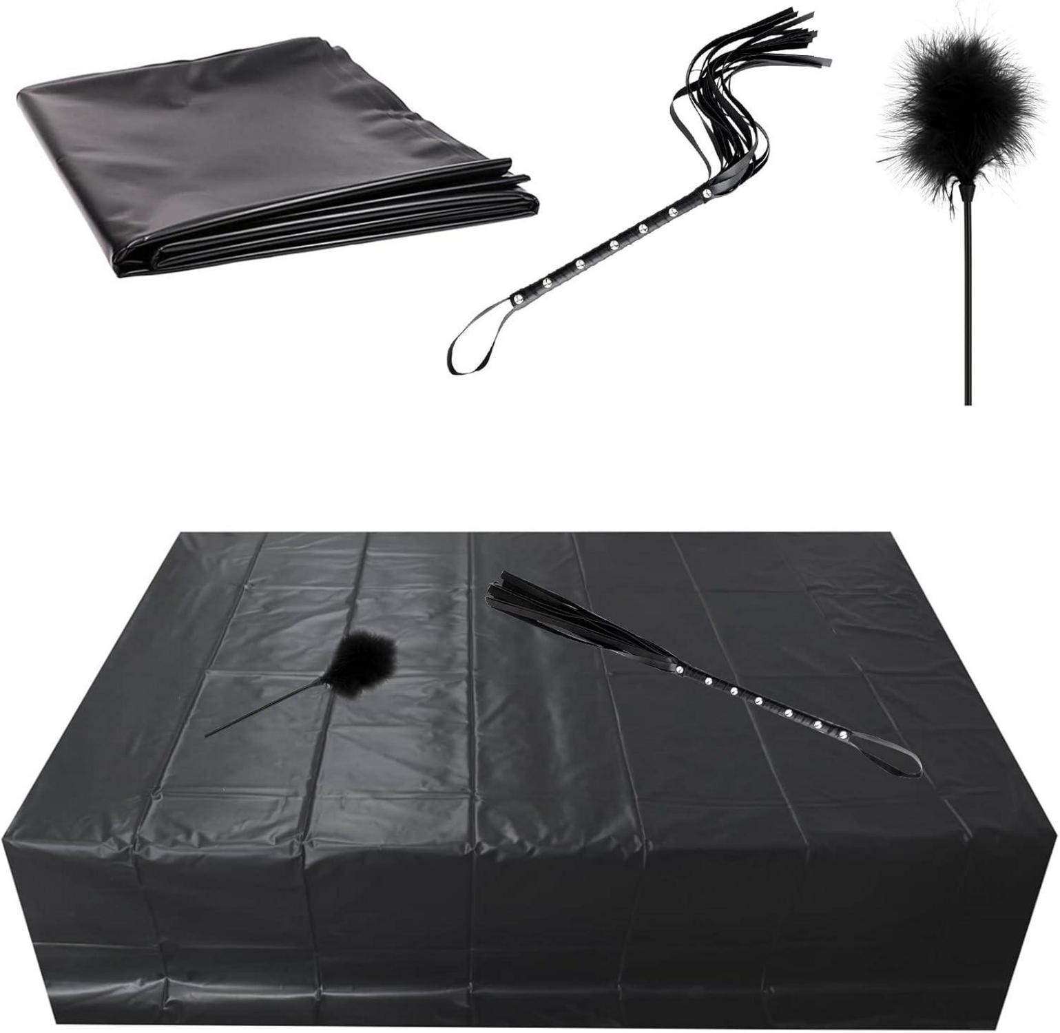 Latex Bettlaken BDSM Set Peitsche Federkitzler Sexspielzeug Paare BDSMSex