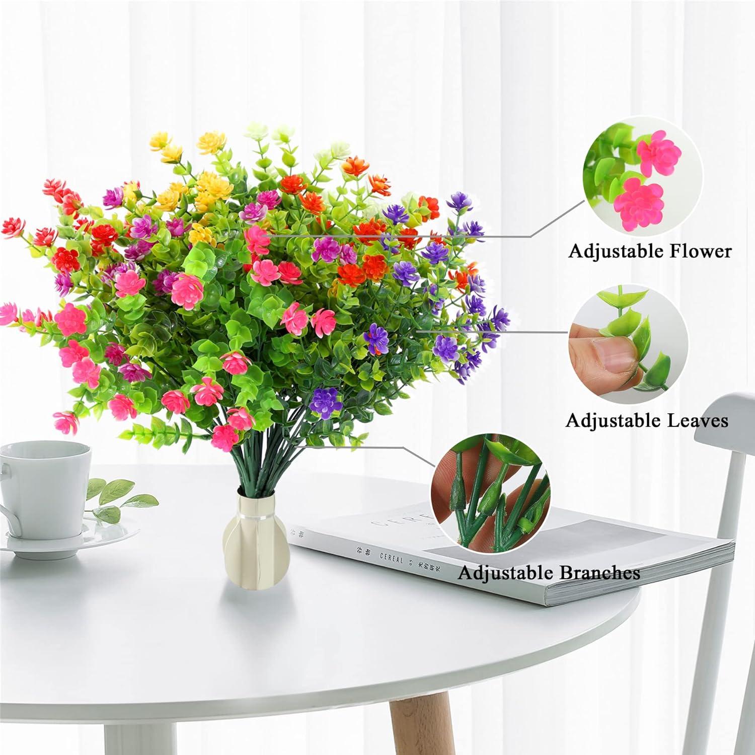 Künstliche Blumen Kunstpflanzen Gartendeko 8 Stück 15x35cm Multicolor