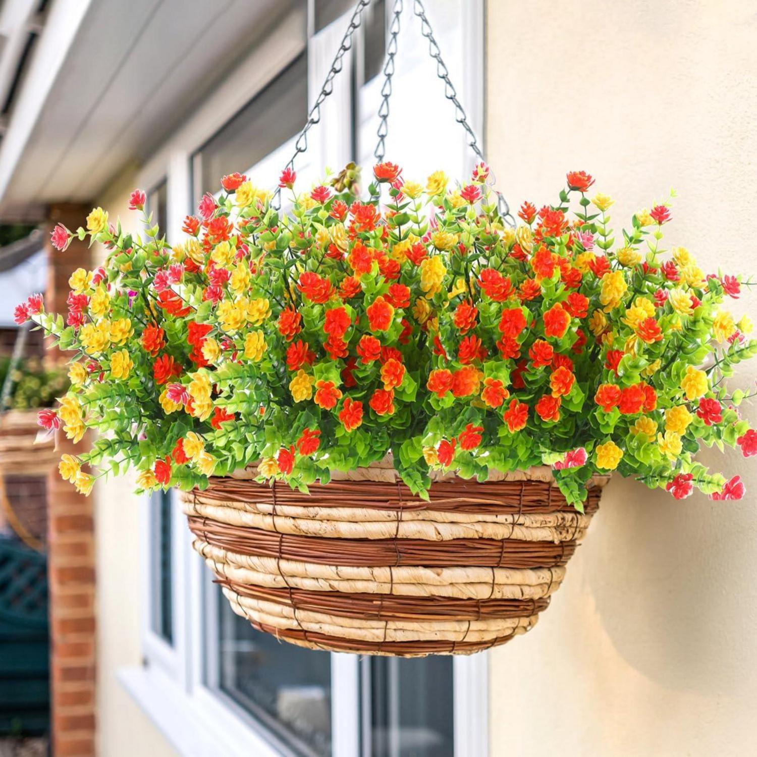 Künstliche Blumen Set Kunstpflanze Deko 8er Pack Mehrfarbig