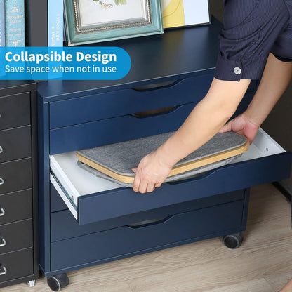 efluky Bambus Wäschekorb mit Deckel 120 Liter faltbarer Waschekorb Grau