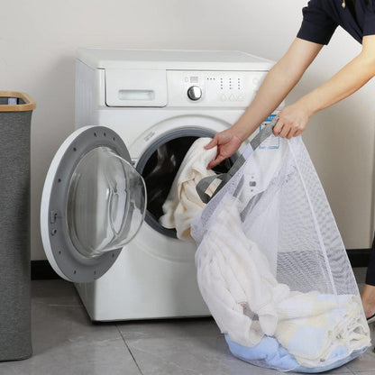 Wäschekorb mit Deckel Bambus Henkel faltbar grau 120 Liter