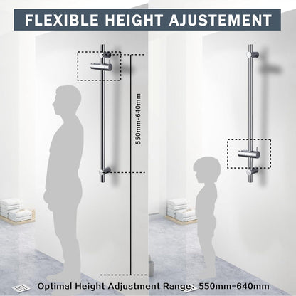 Verstellbare Edelstahl Duschstange 70cm mit Duschkopfhalterung