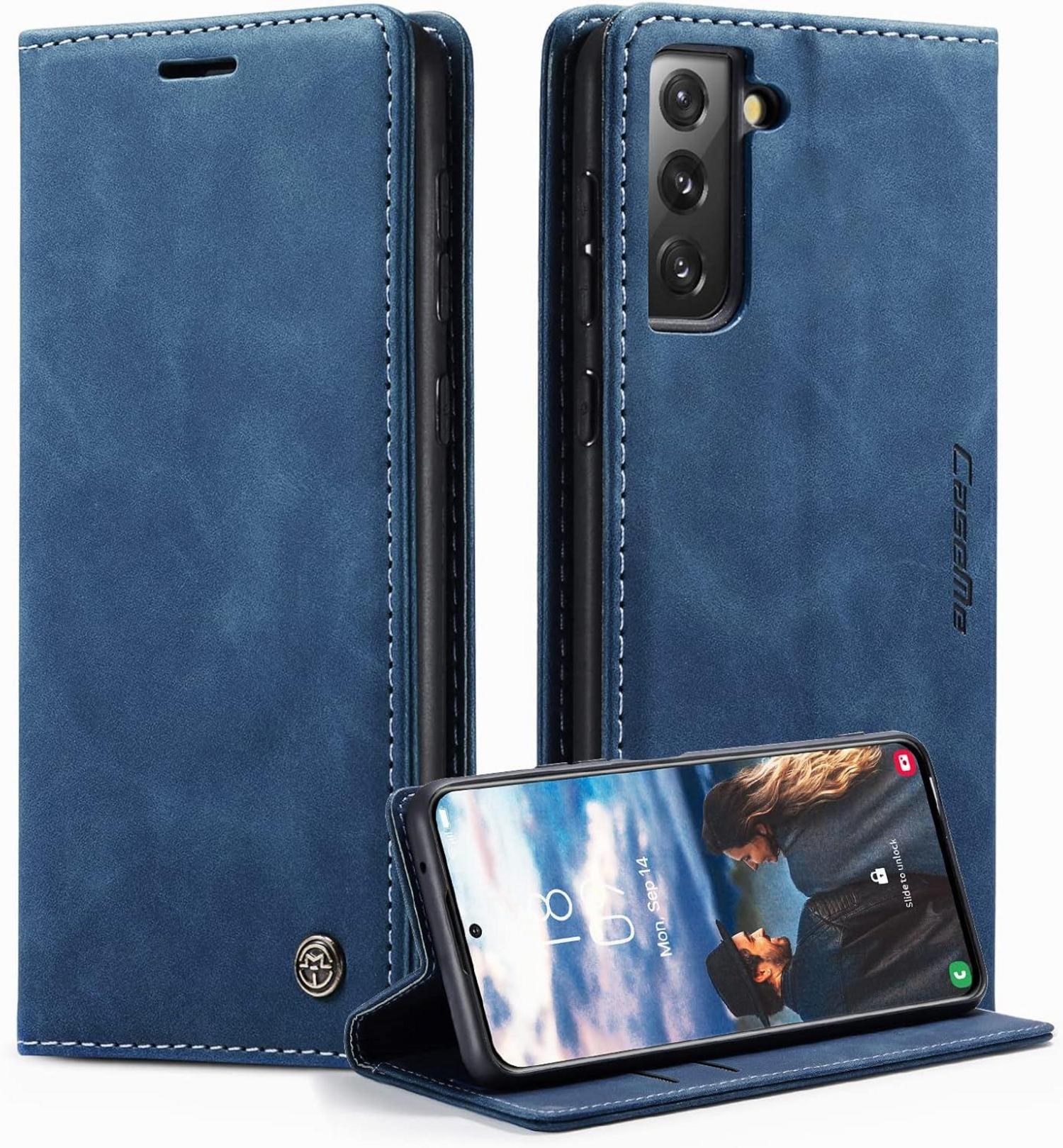 Handyhülle Samsung Galaxy S21 FE 5G Leder Klapphülle Blau