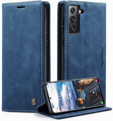 Handyhülle Samsung Galaxy S21 FE 5G Leder Klapphülle Blau