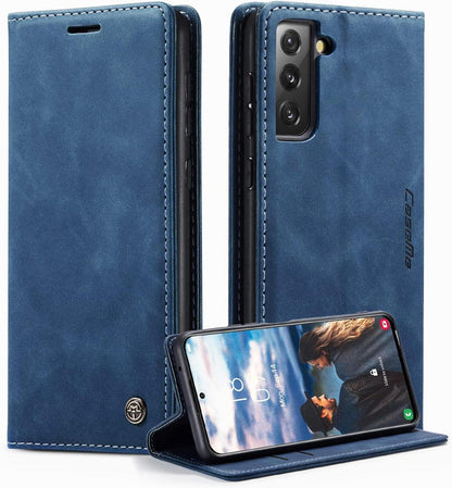 Handyhülle Samsung Galaxy S21 FE 5G Leder Klapphülle Blau