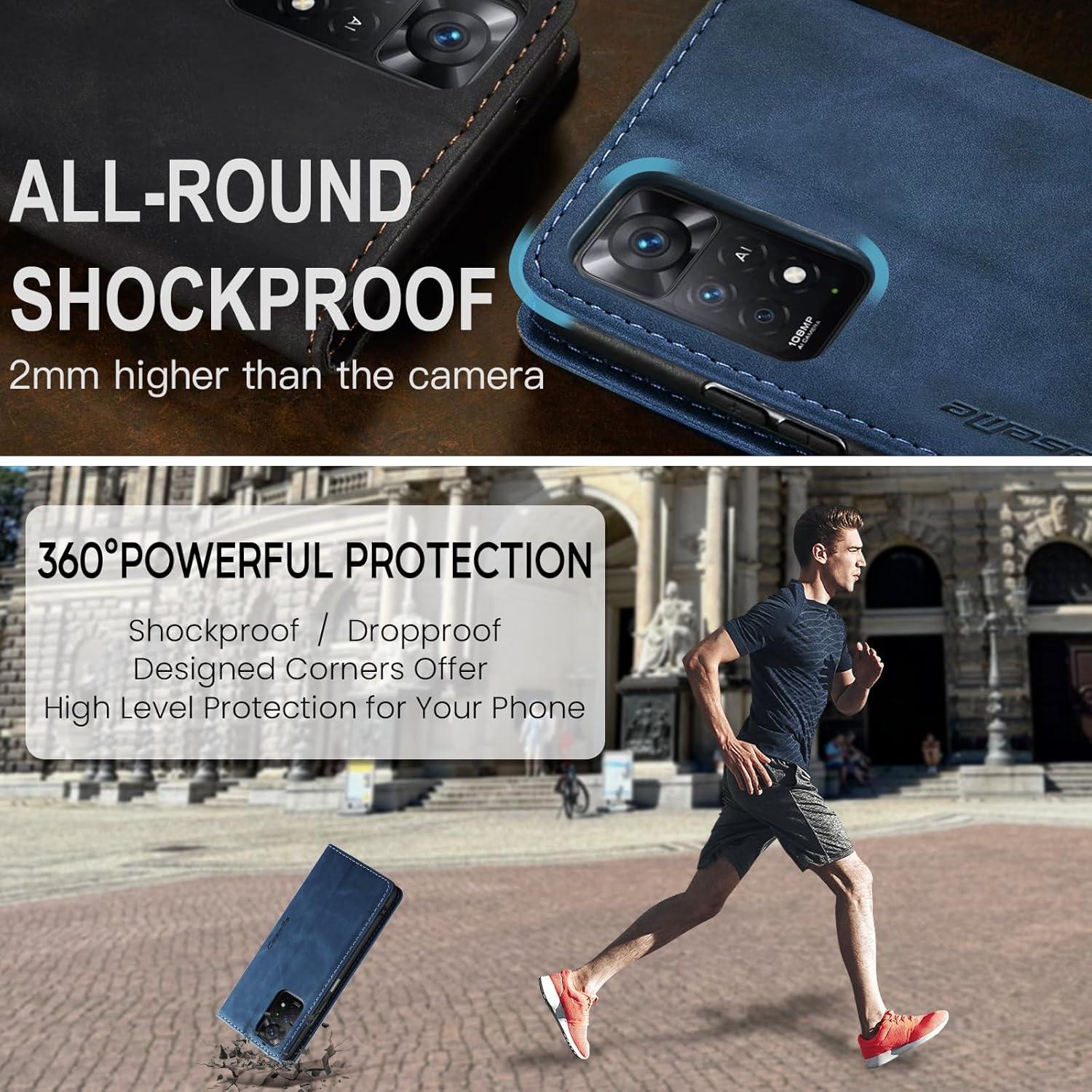 CaseMe Xiaomi Redmi Note 11 Pro/12 Pro 5G/4G Lederhülle Blau