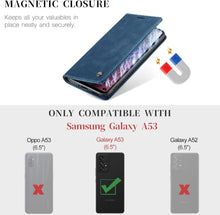 Samsung Galaxy A53 5G Hülle - Premium Leder Flip Case Blau