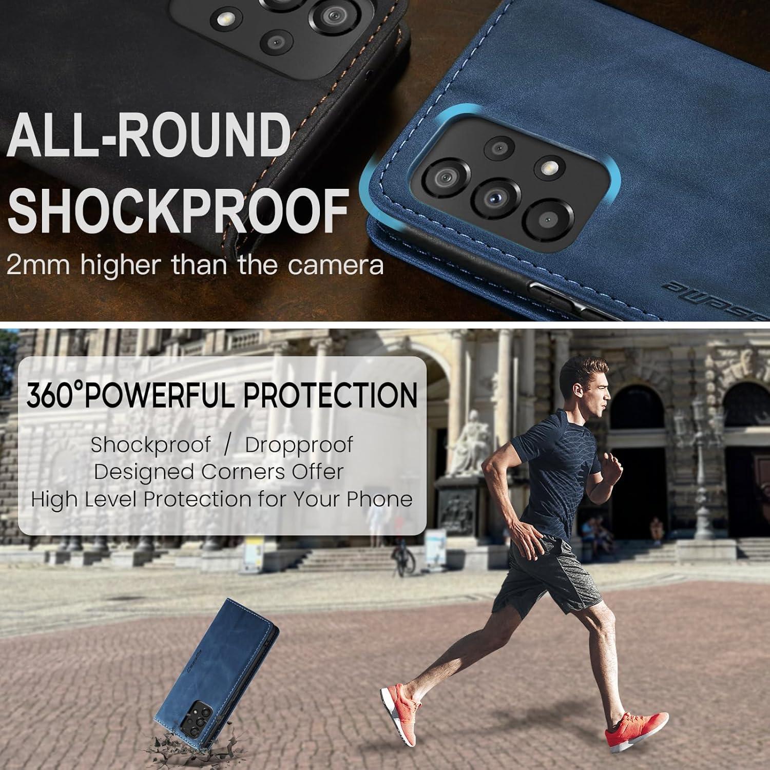 CaseMe Samsung Galaxy A53 5G Handyhülle Leder Klapp Case Blau