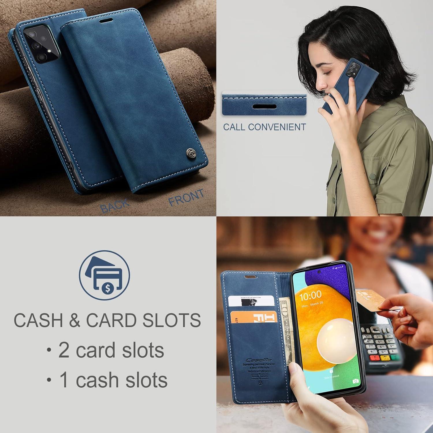 Handyhülle Samsung Galaxy A53 5G Premium Leder klappbar blau