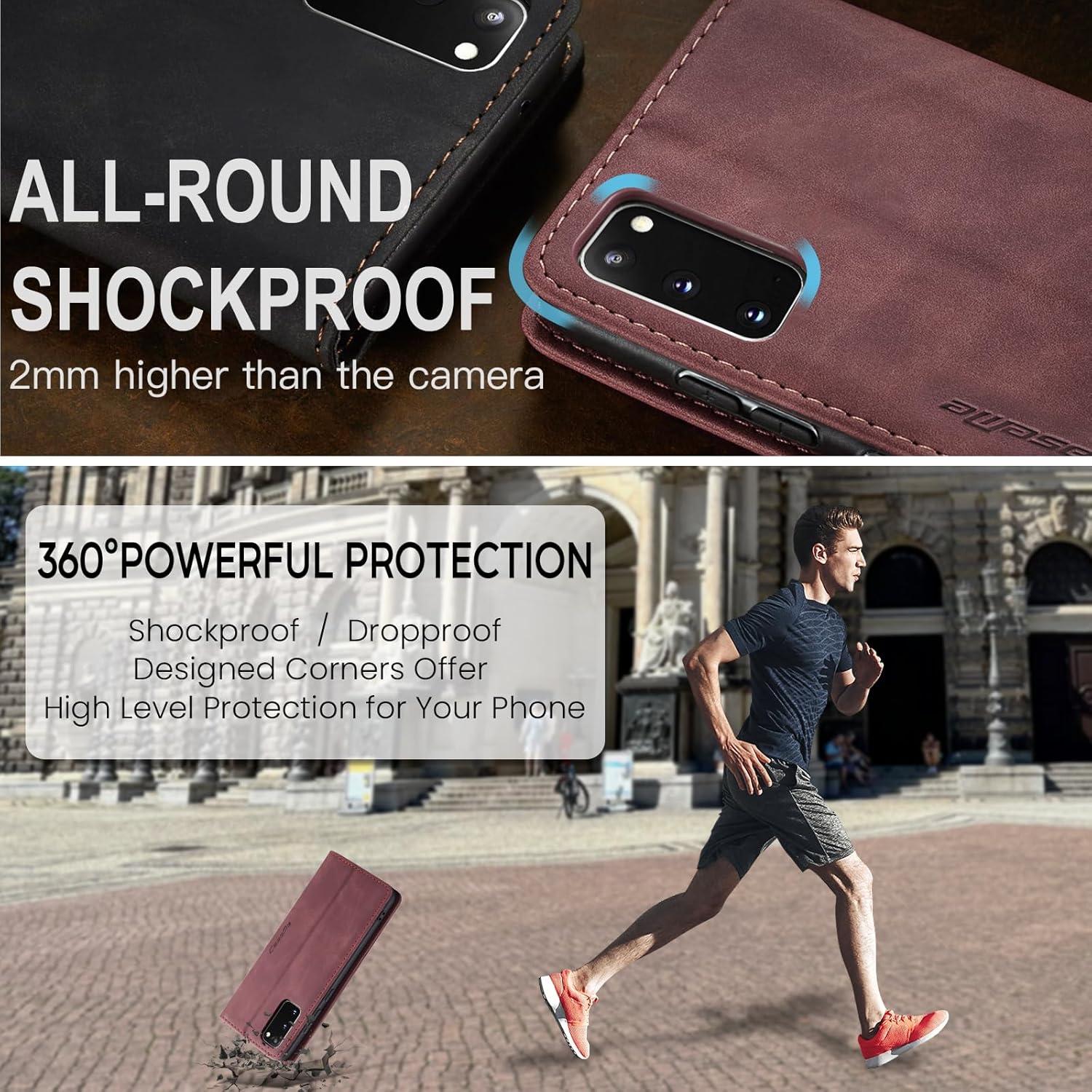 Handyhülle Samsung Galaxy S20 Premium Leder Flip Case Weinrot