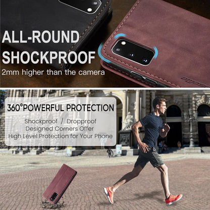 Handyhülle Samsung Galaxy S20 Premium Leder Flip Case Weinrot