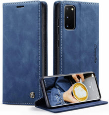 Handyhülle Samsung Galaxy S20 Leder Flip Case Kartenfach Stand Blau