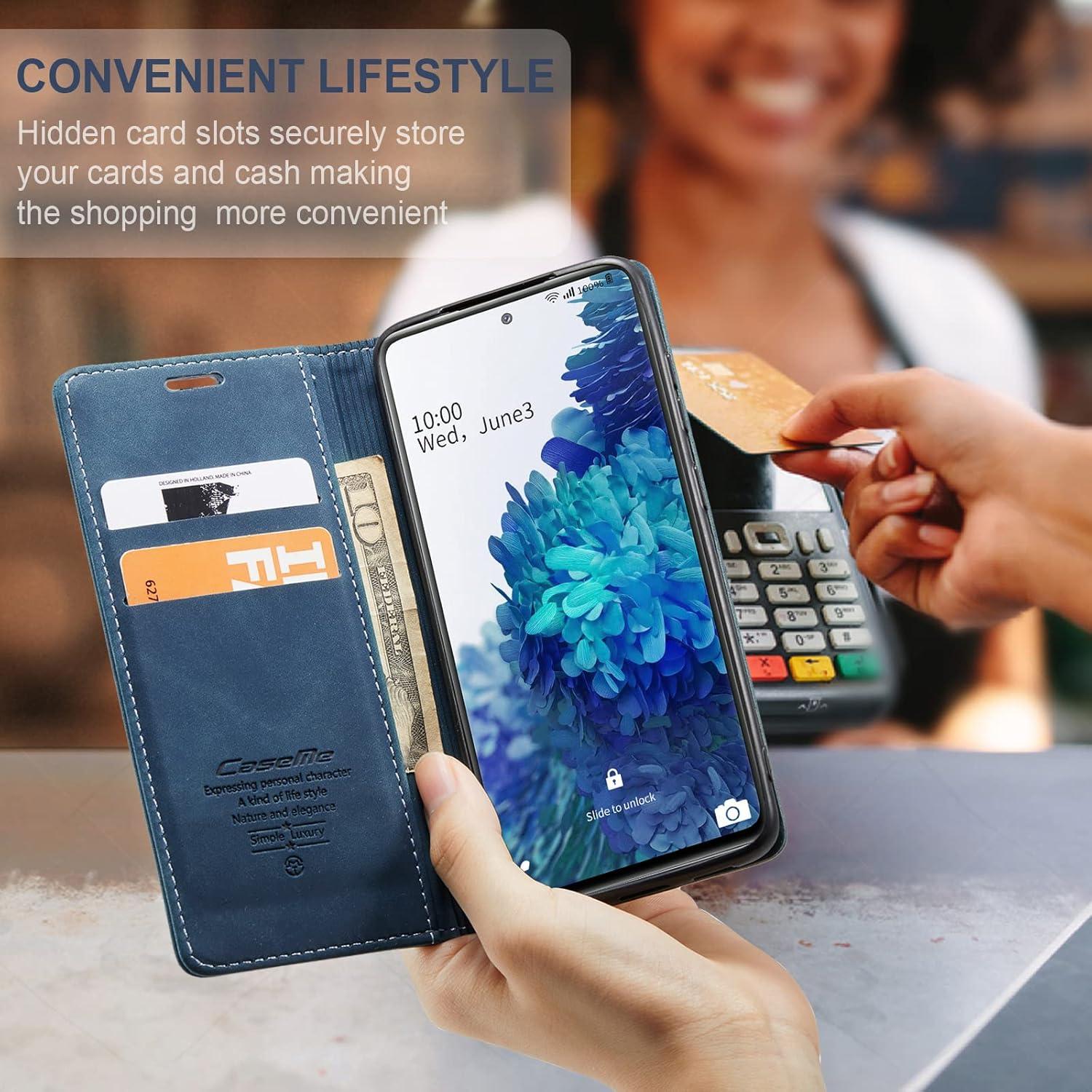 CaseMe Samsung Galaxy S20 FE 5G/4G Leder Flip Case Blau