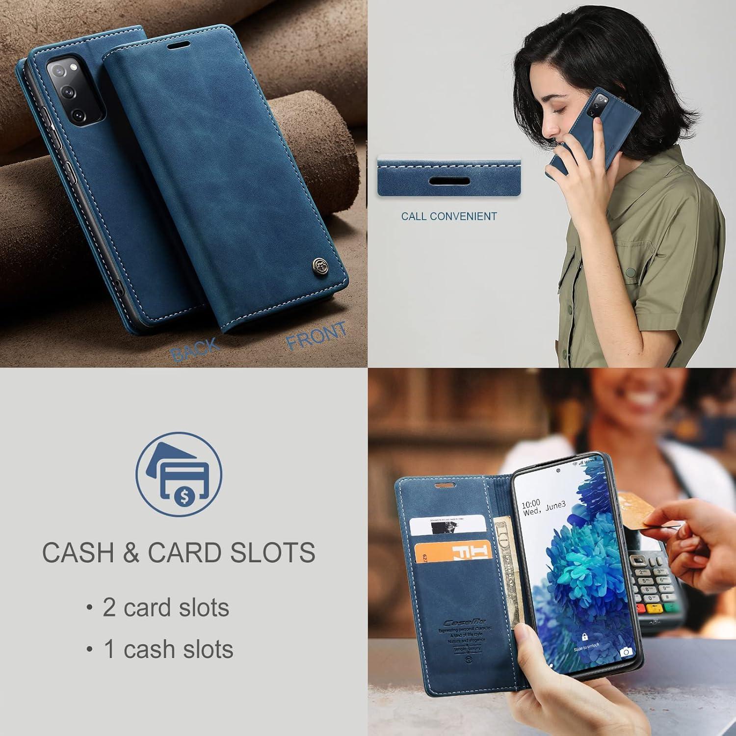 Handyhülle Samsung Galaxy S20 FE 5G/4G Premium Leder Flip Case Blau