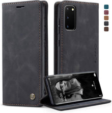 Samsung Galaxy S20 Hülle Leder Flip Case Schwarz Magnet Standfunktion