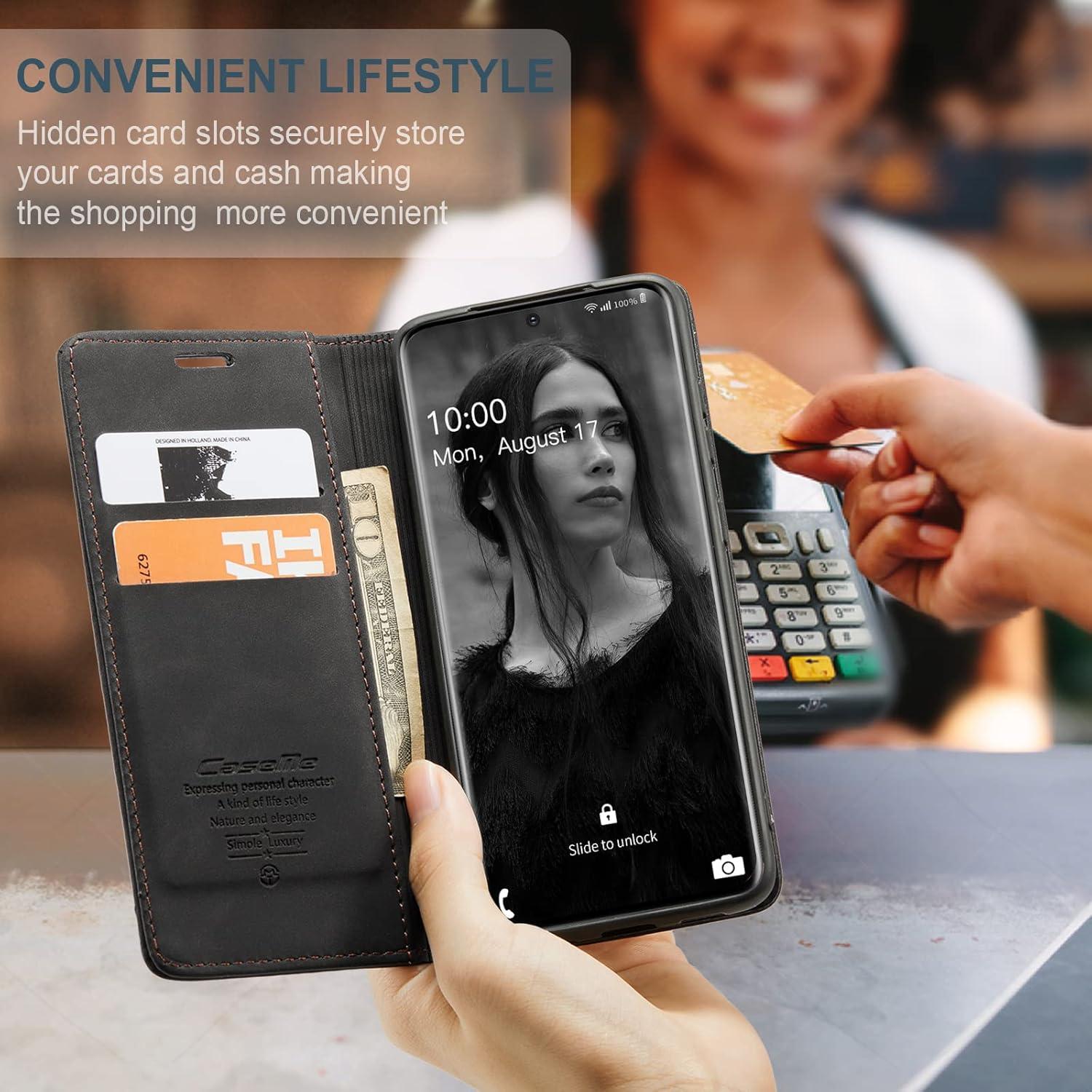 Samsung Galaxy S20 Hülle Premium Leder Flip Case Schwarz