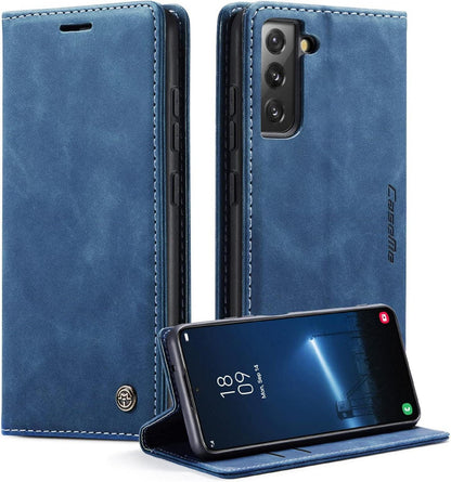 Samsung Galaxy S22 5G Flip Case Lederhülle Magnet Standfunktion Blau