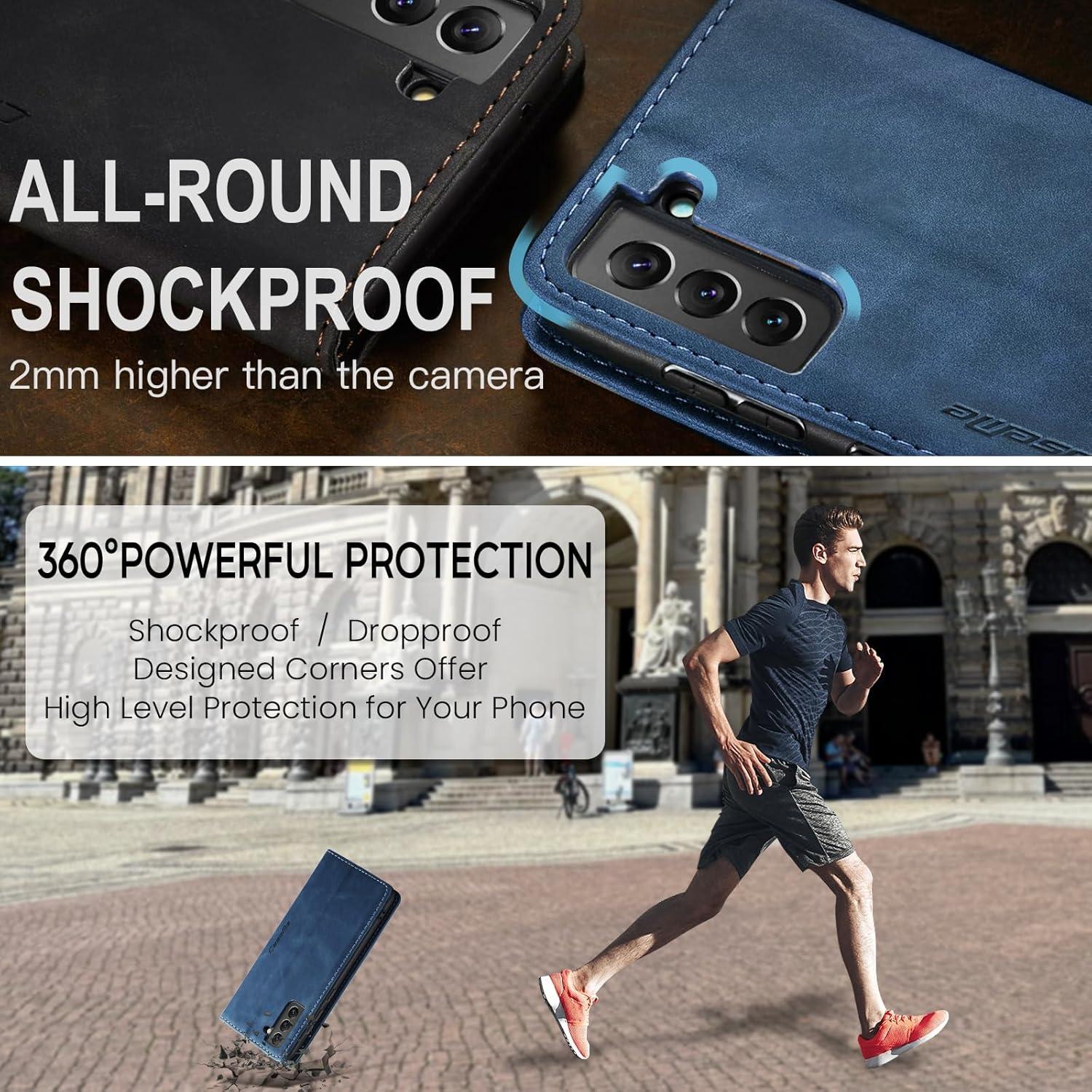 Handyhülle Samsung Galaxy S22 5G Leder Klapp Hülle Magnet Blau