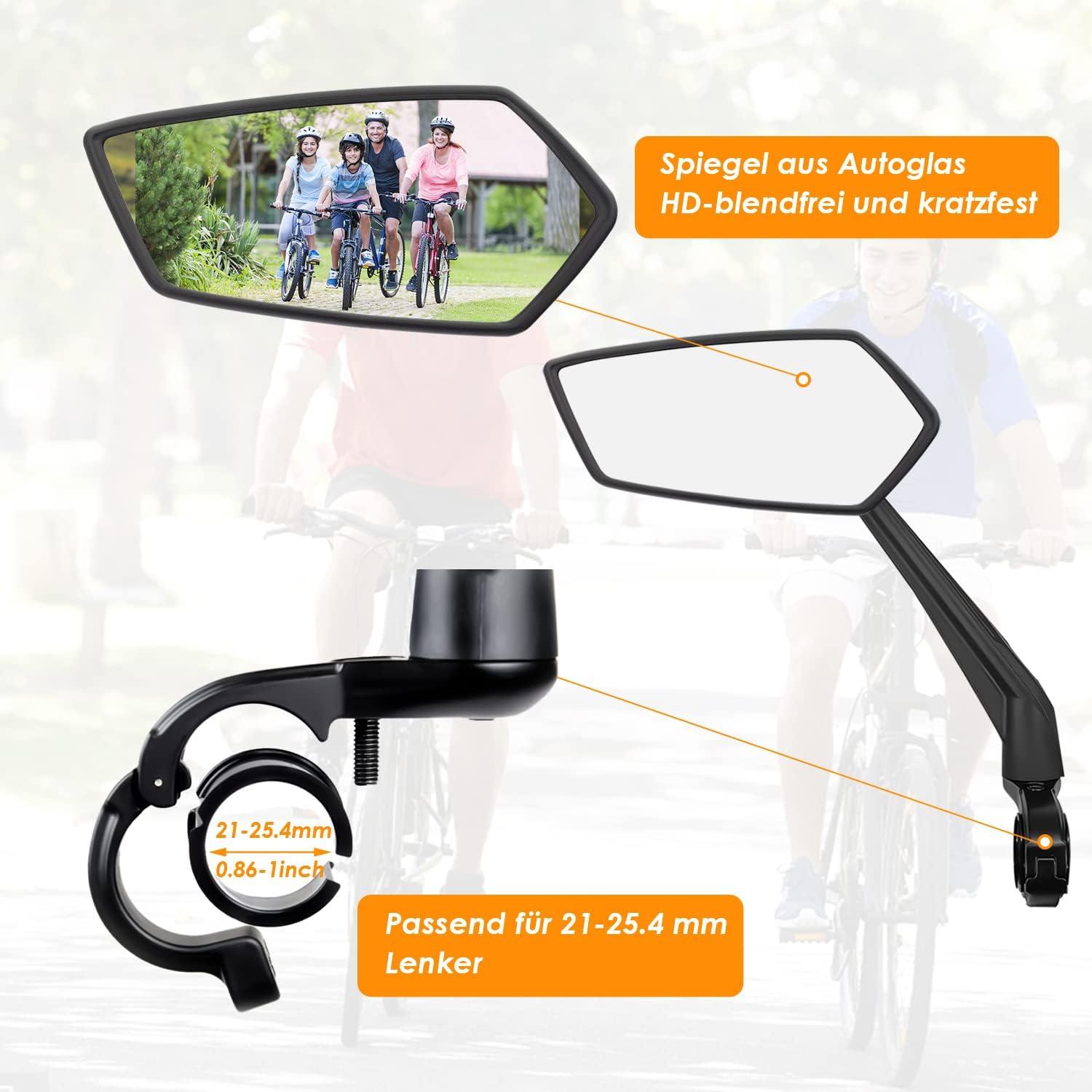 Fahrradspiegel HD Extra Große Spiegelfläche Schlagfestes Echtglas