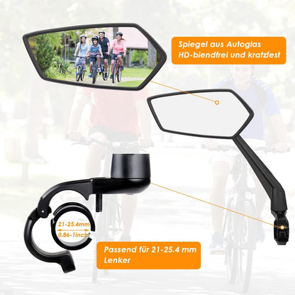 Fahrradspiegel HD Extra Große Spiegelfläche Schlagfestes Echtglas