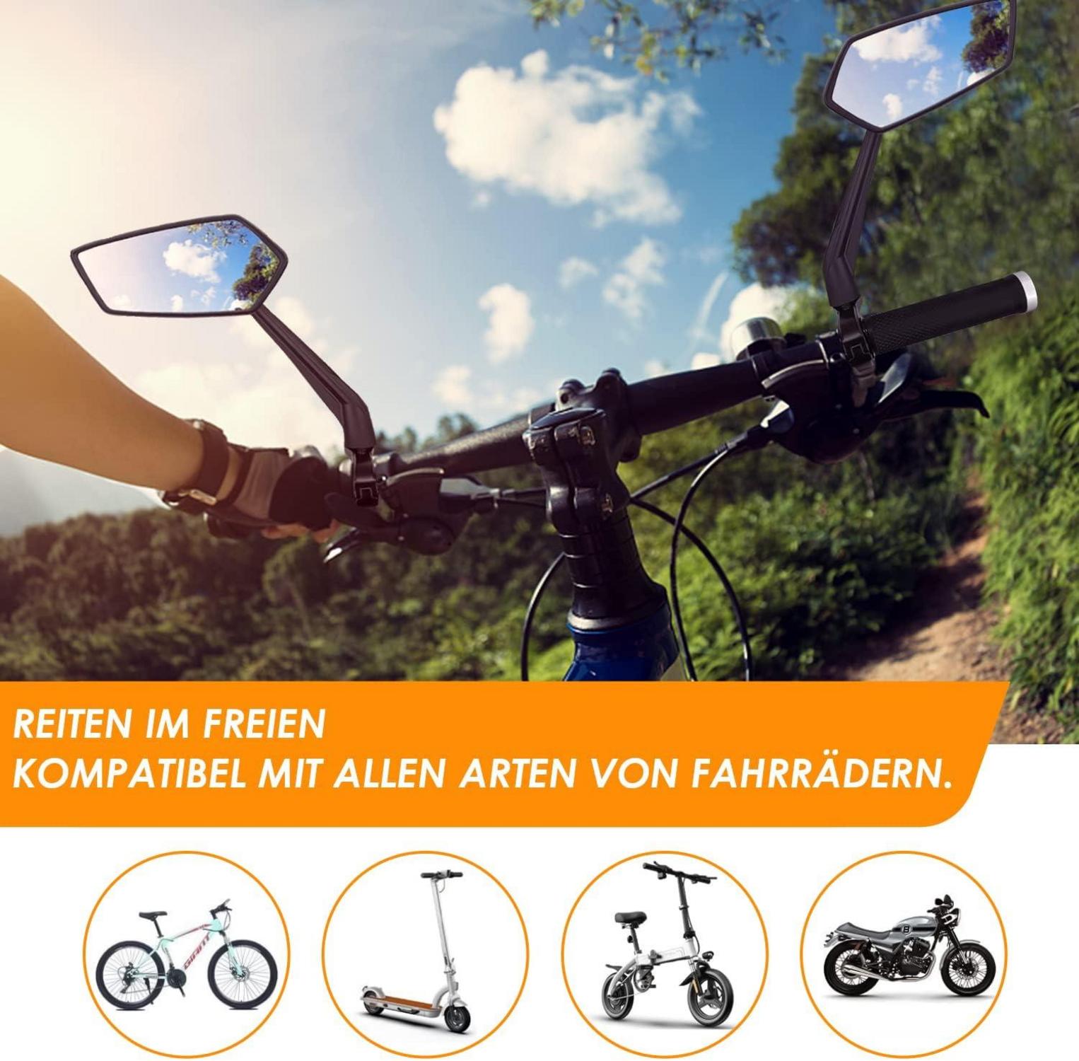 Arkham Fahrradspiegel HD Extra Große Spiegelfläche Echtglas 360°-Anpassung recyceltes Nylon-Schale Sturzsicher Universal