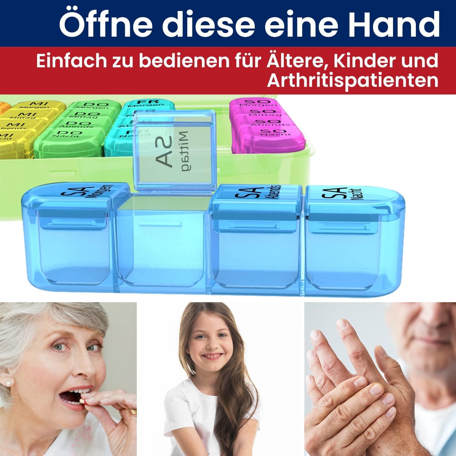 Tablettenbox 7 Tage Pillendose Große Fächer Medikamentenbox