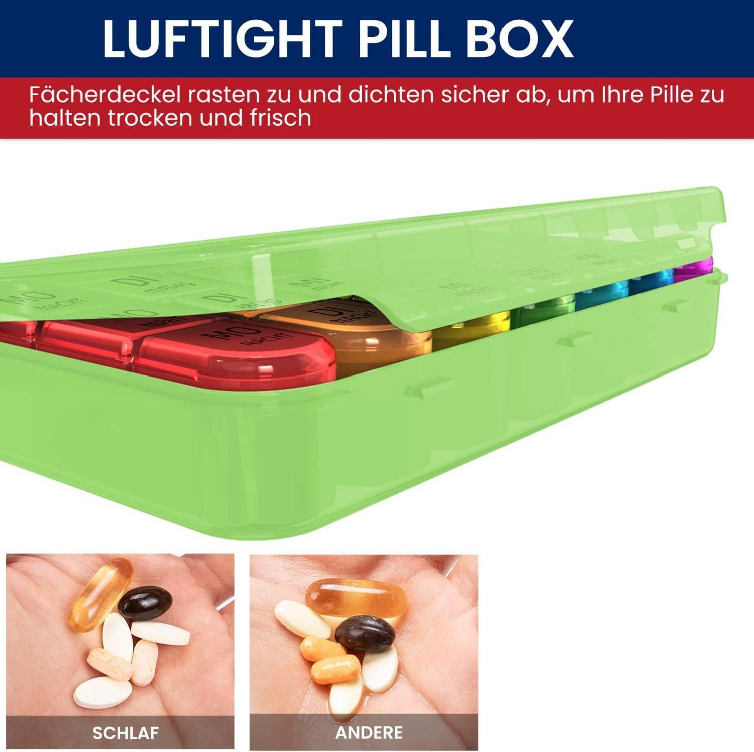 Tablettenbox 7 Tage mit großen Fächern für Kinder und ältere Menschen