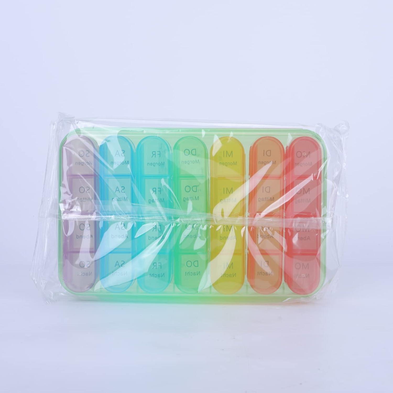 Tablettenbox 7 Tage Medikamentenbox Große Fächer Grün