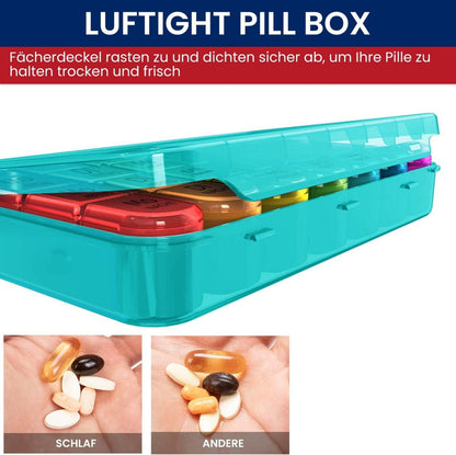 Doruimi Pillenbox 7 Tage Kleine Fächer für Kinder und Ältere - Cyan