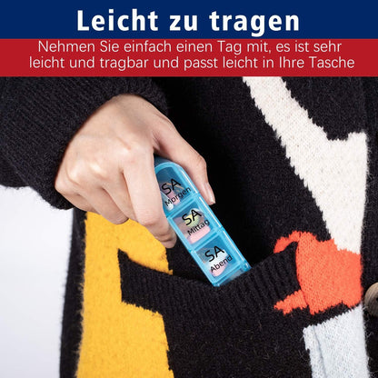 Tablettenbox 7 Tage Fächer Medikamentenbox Kinder Ältere Cyan