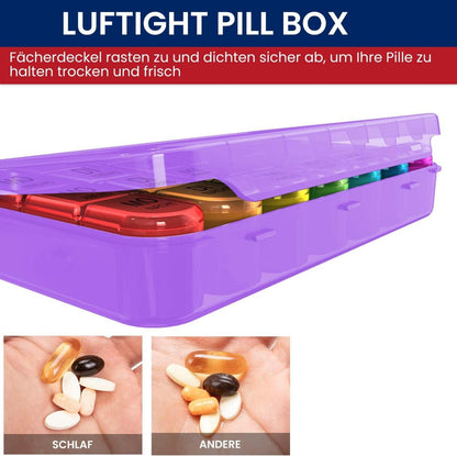Tablettenbox 7 Tage Klein Pillendose Große Fächer Lila