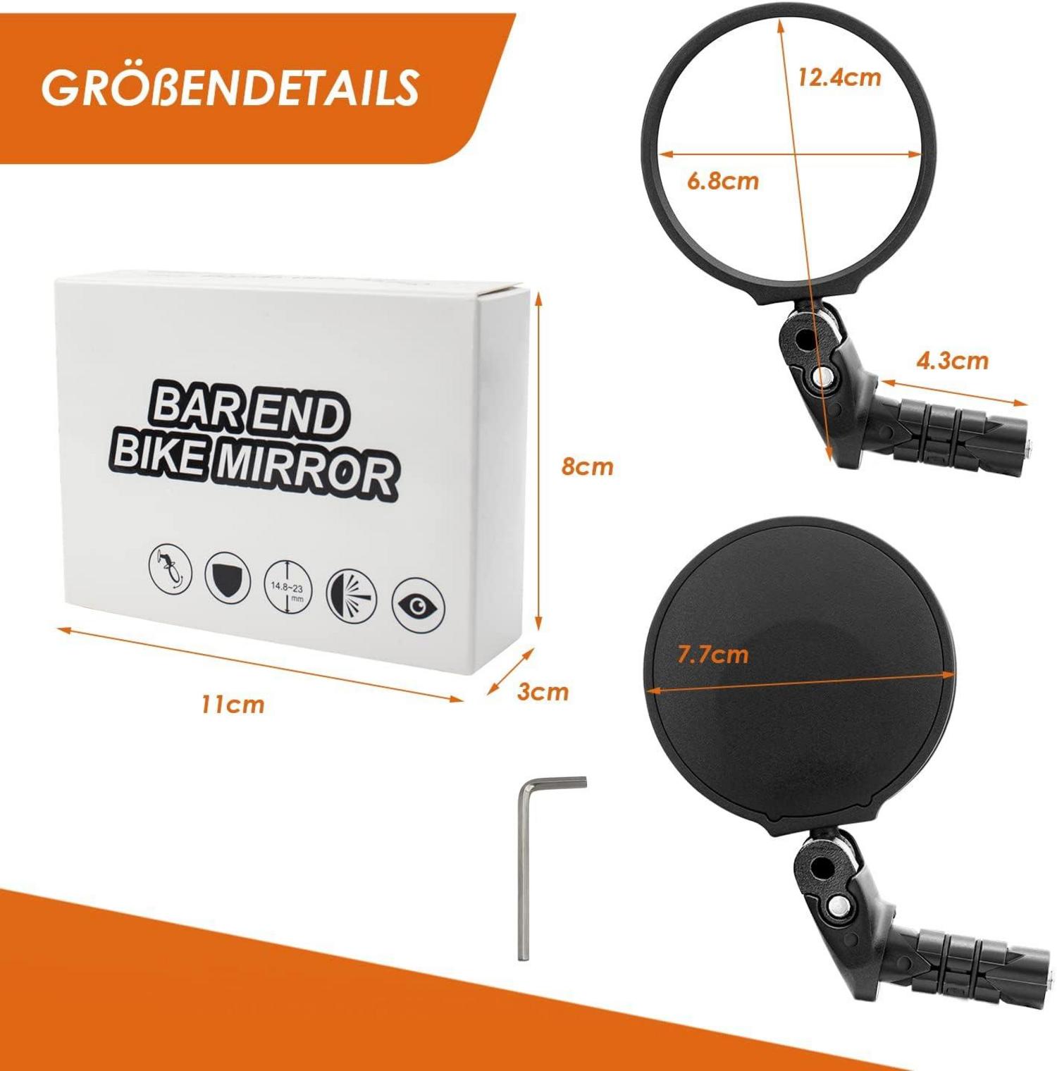 Arkham Fahrradspiegel E-bike 360° drehbar HD Spiegel 14.8–23mm Rennräder