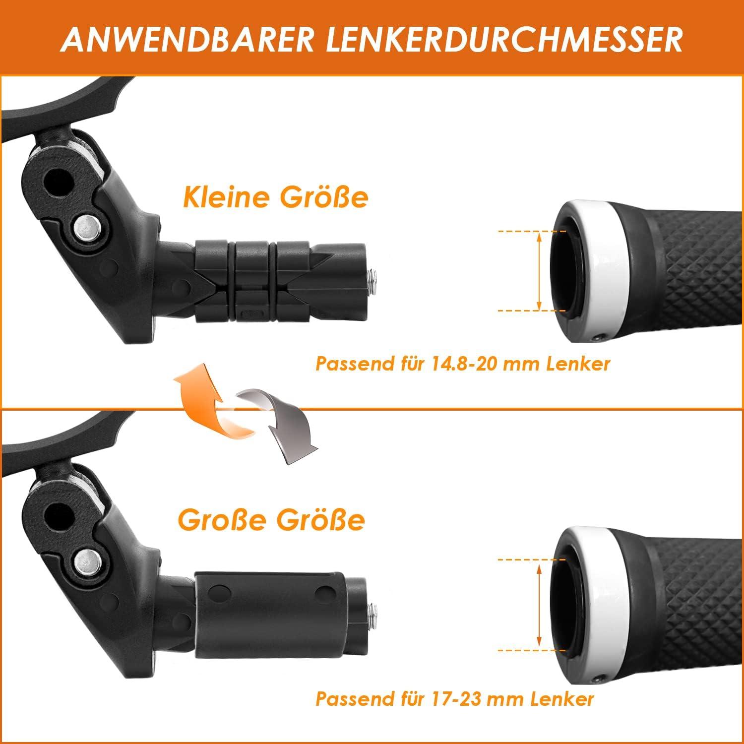 Arkham Fahrradspiegel HD Konvexe Linse E-bike Rückspiegel 2er Set