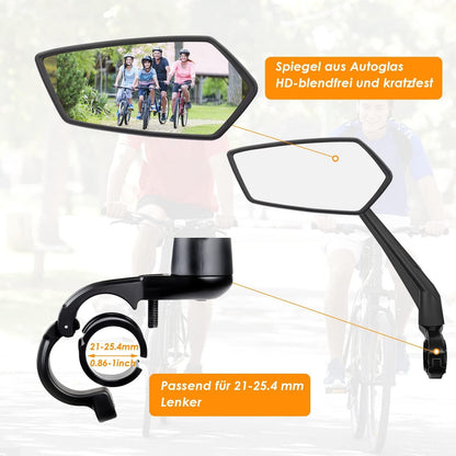 Fahrradspiegel HD Extra Große Spiegelfläche Schlagfestes Glas