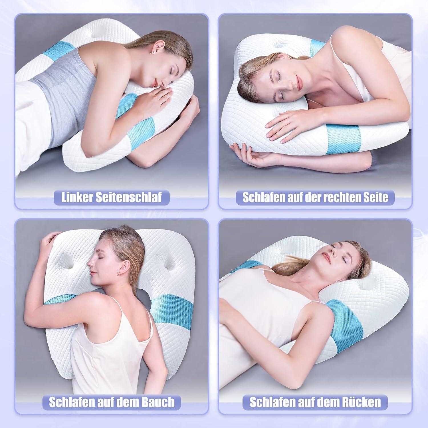 Seitenschläferkissen Memory Foam Orthopädisch Nackenkissen Blau