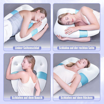 Seitenschläferkissen Memory Foam Orthopädisch Nackenkissen Blau