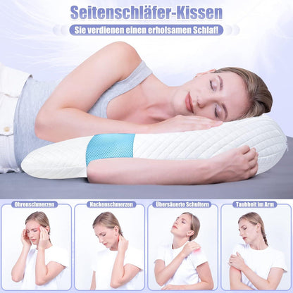 SAHEYER U-förmiges Memory Foam Seitenschläferkissen - Blue Orthopädisches Nackenstützkissen