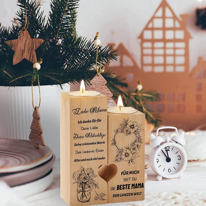 Kerzenständer Mama Geschenk Herzform Holz Teelichthalter Geburtstag deco