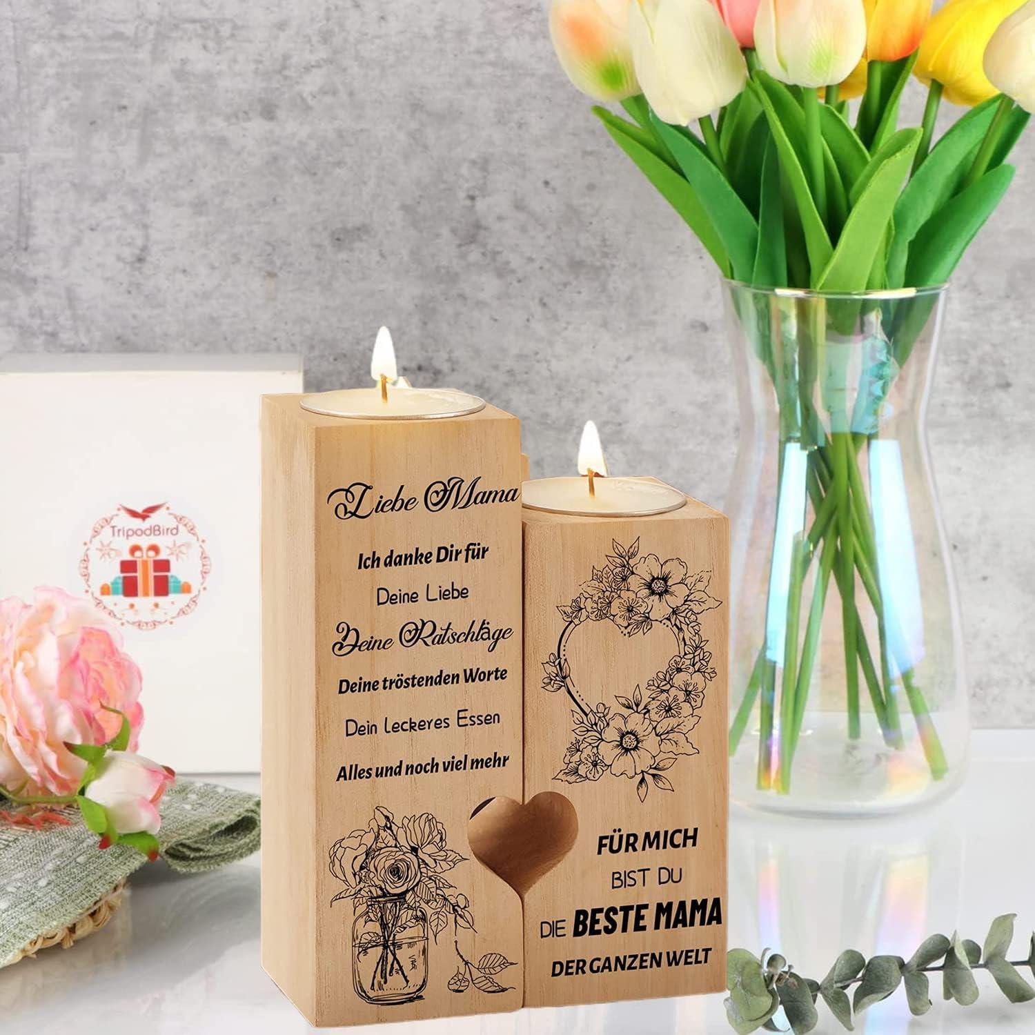 Holz Kerzenständer Mama Geschenk Herzform Teelichthalter