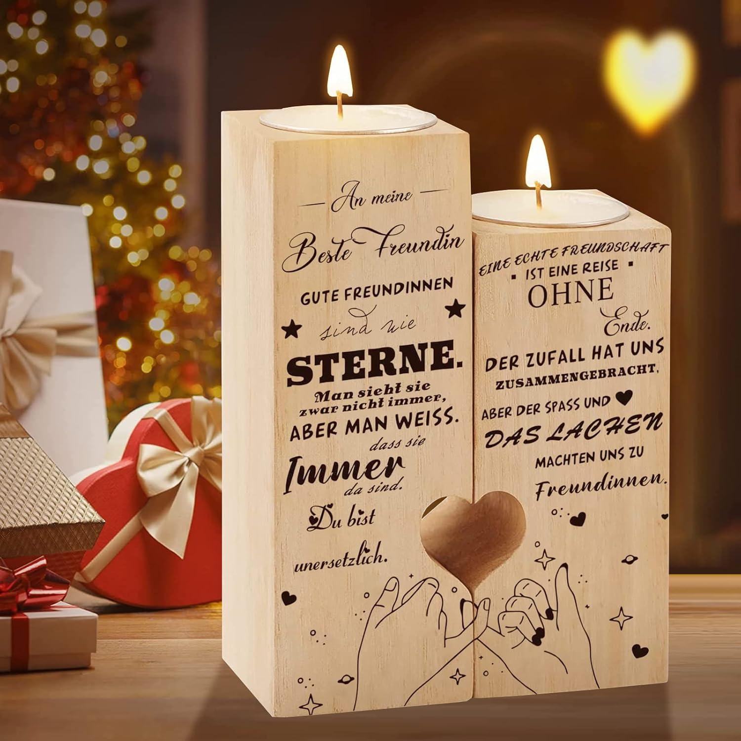 Beste Freundin Geschenk Holz Kerzenhalter Freundinnen Weihnachtskerze
