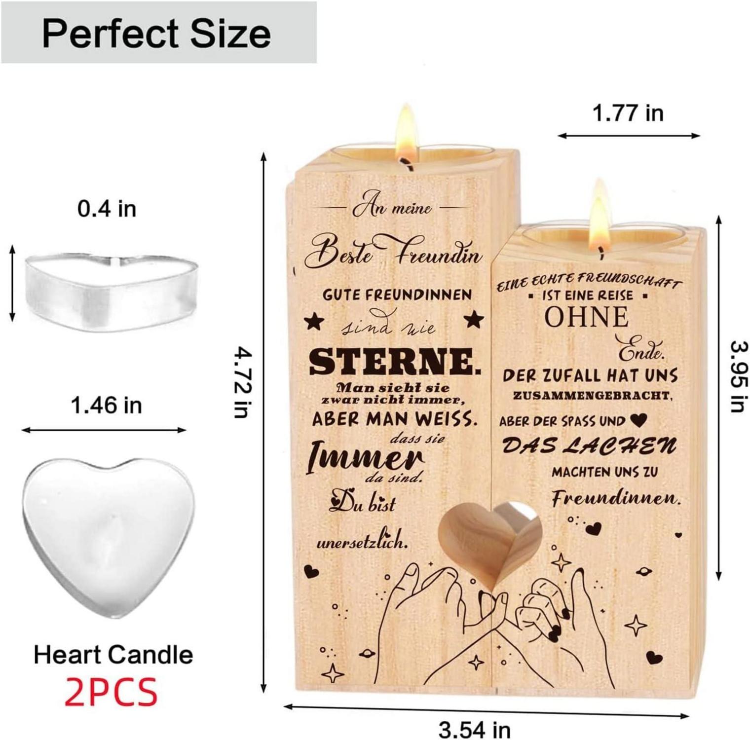 Geschenk für beste Freundin - Holzkerzenhalter mit Botschaft