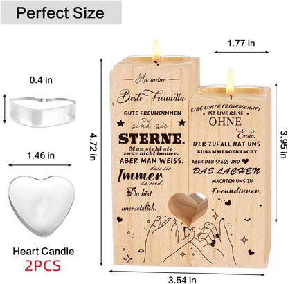 Geschenk für beste Freundin - Holzkerzenhalter mit Botschaft