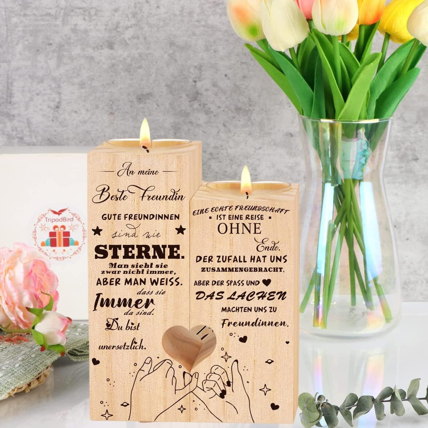 Beste Freundin Holzkerzenhalter Geschenk Freundinnen-Geschenkideen