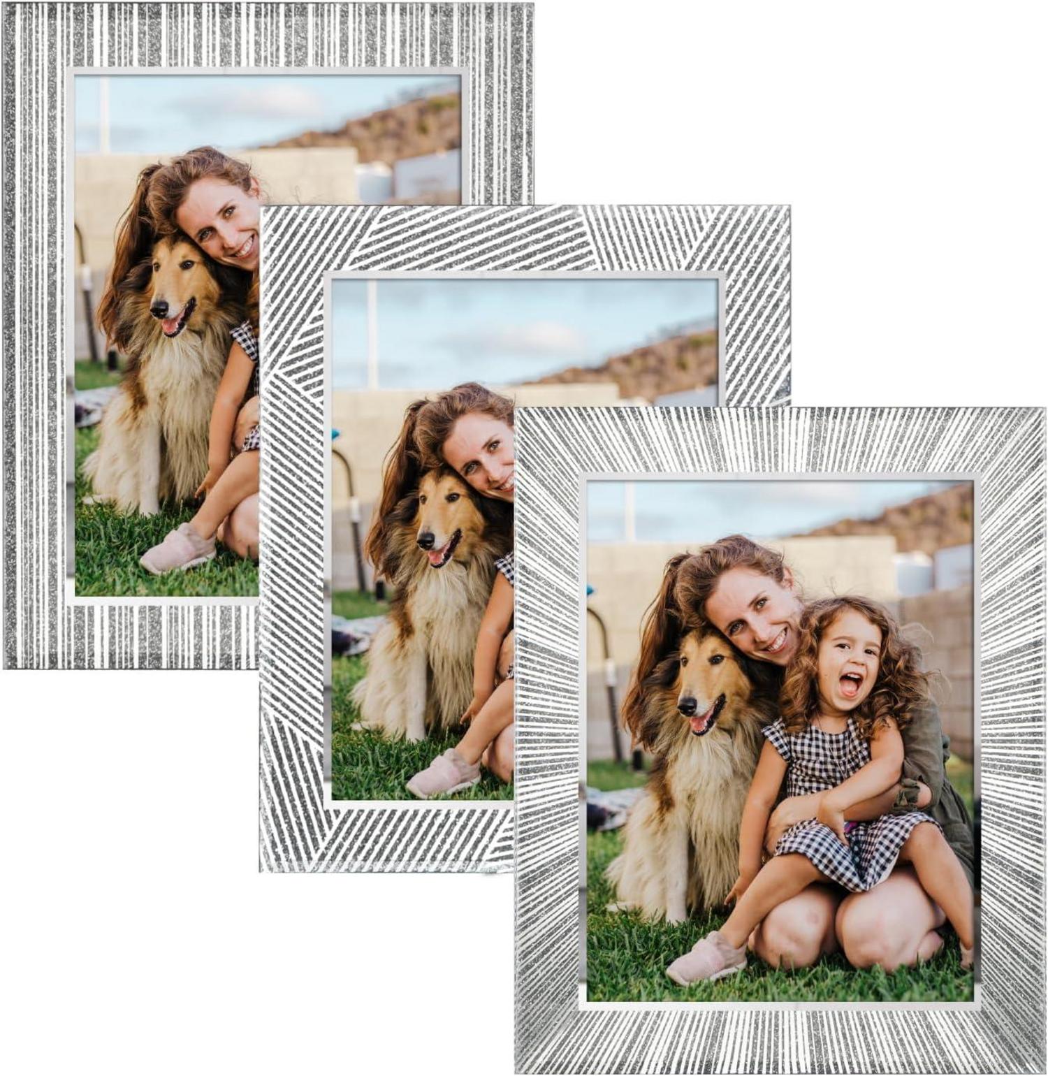 Glitzer Bilderrahmen Set 3er Pack 15x20cm - Tischfotorahmen für