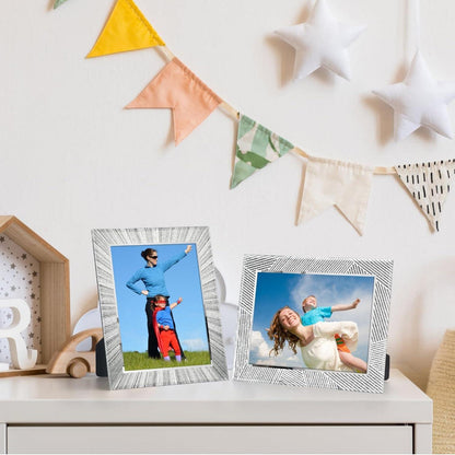Glas Bilderrahmen 15x20 cm Silber Glitzer - Tischfotorahmen Baby Familie