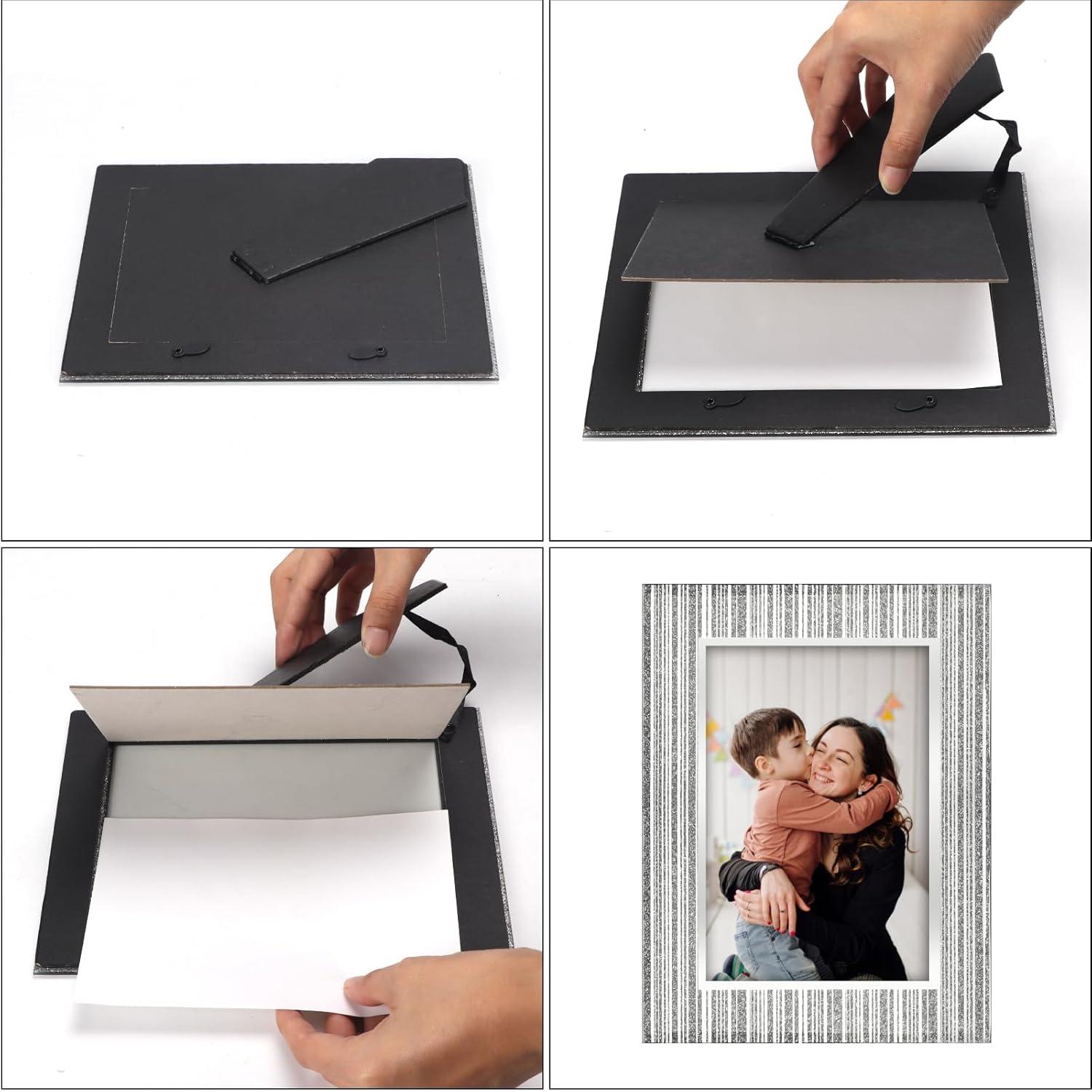 3er Set Glitzer Glas Bilderrahmen 15x20 cm Silber - Funkeleffekt für
